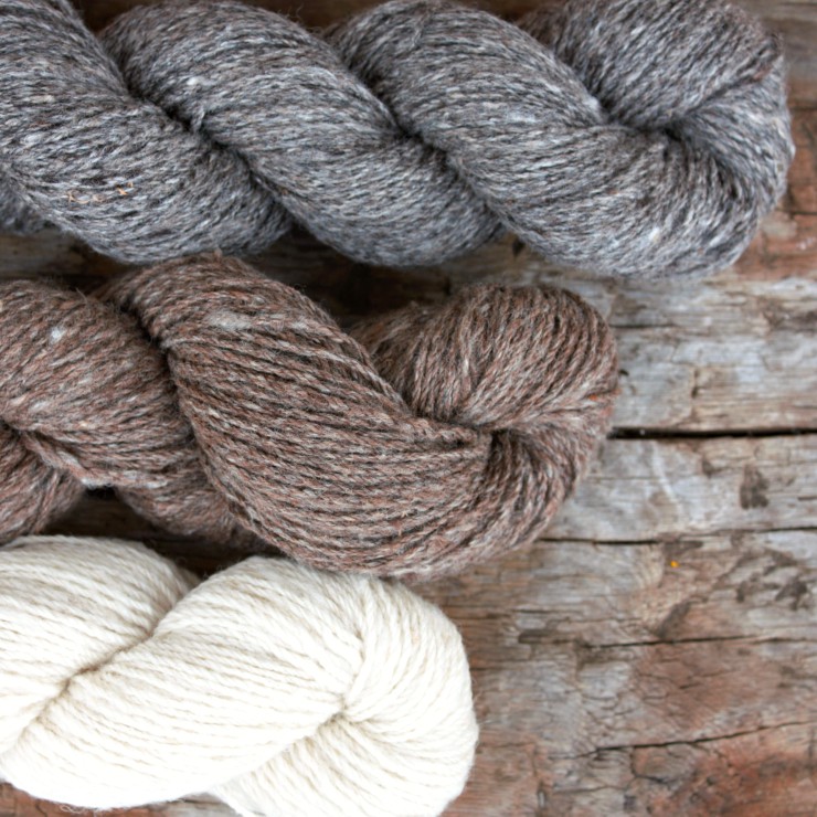 Undyed Wool Yarn Pack in Grey and White Colors, Fingering Weight